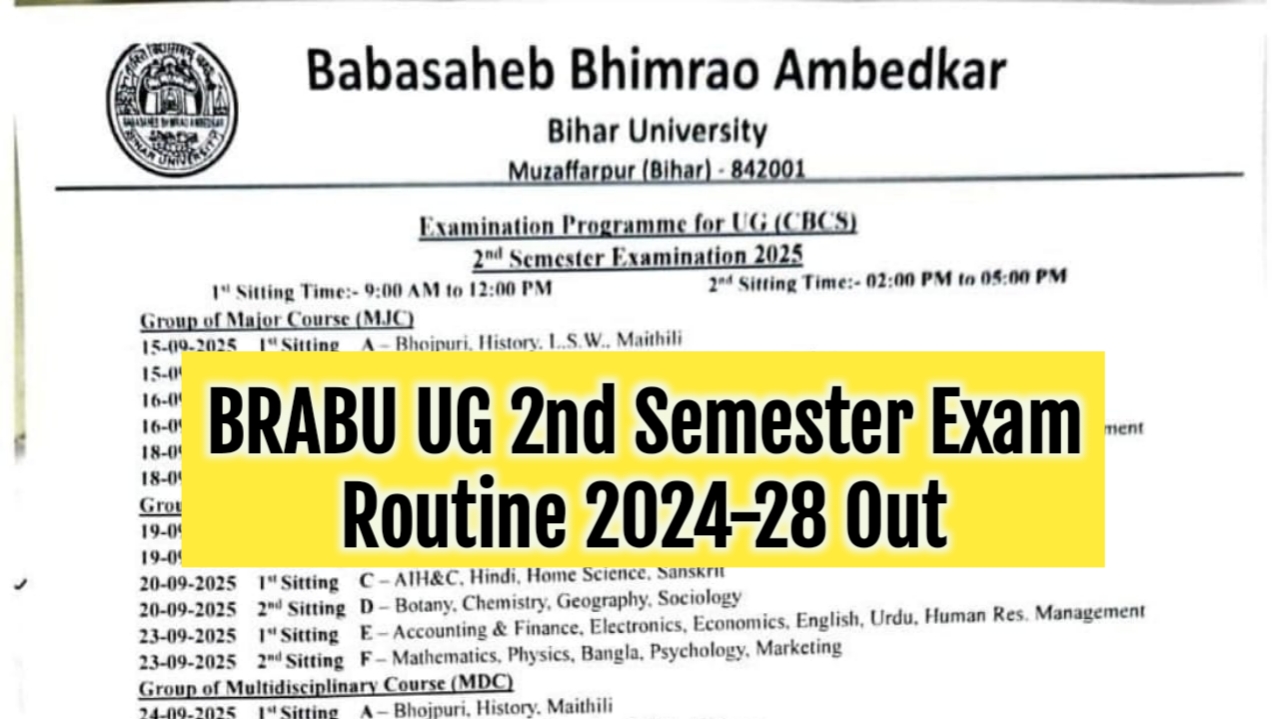 BRABU UG 2nd Semester Exam Date 2025