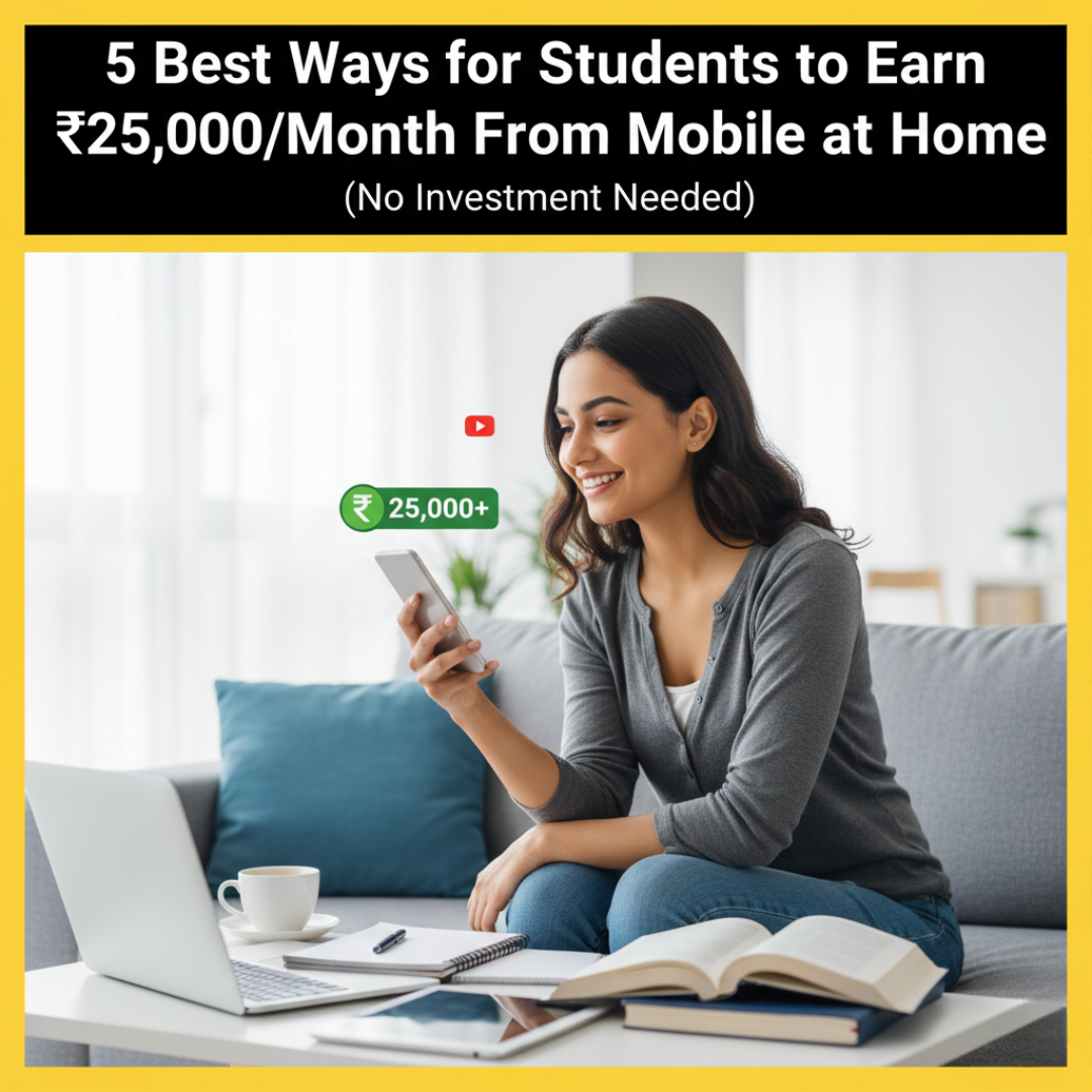 Work From Home for Students: How to Earn ₹25,000 Per Month From Mobile (5 Easy Ways)