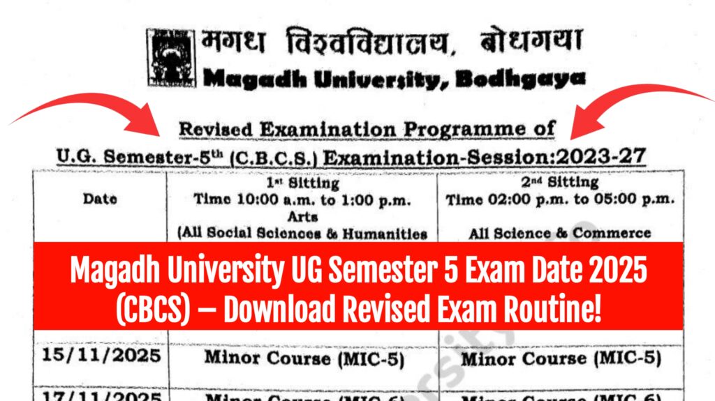 Magadh University UG Semester 5 Exam Date 2025