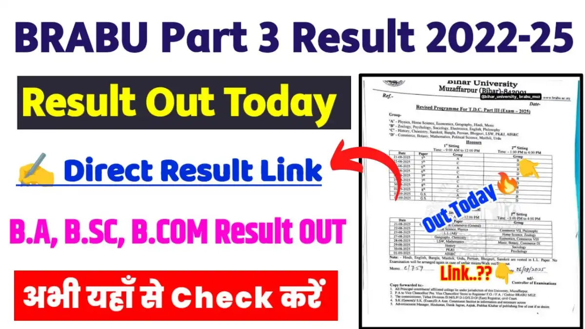 BRABU UG Part 3 Result 2025 Date – BRABU Part 3 Result 2022–25