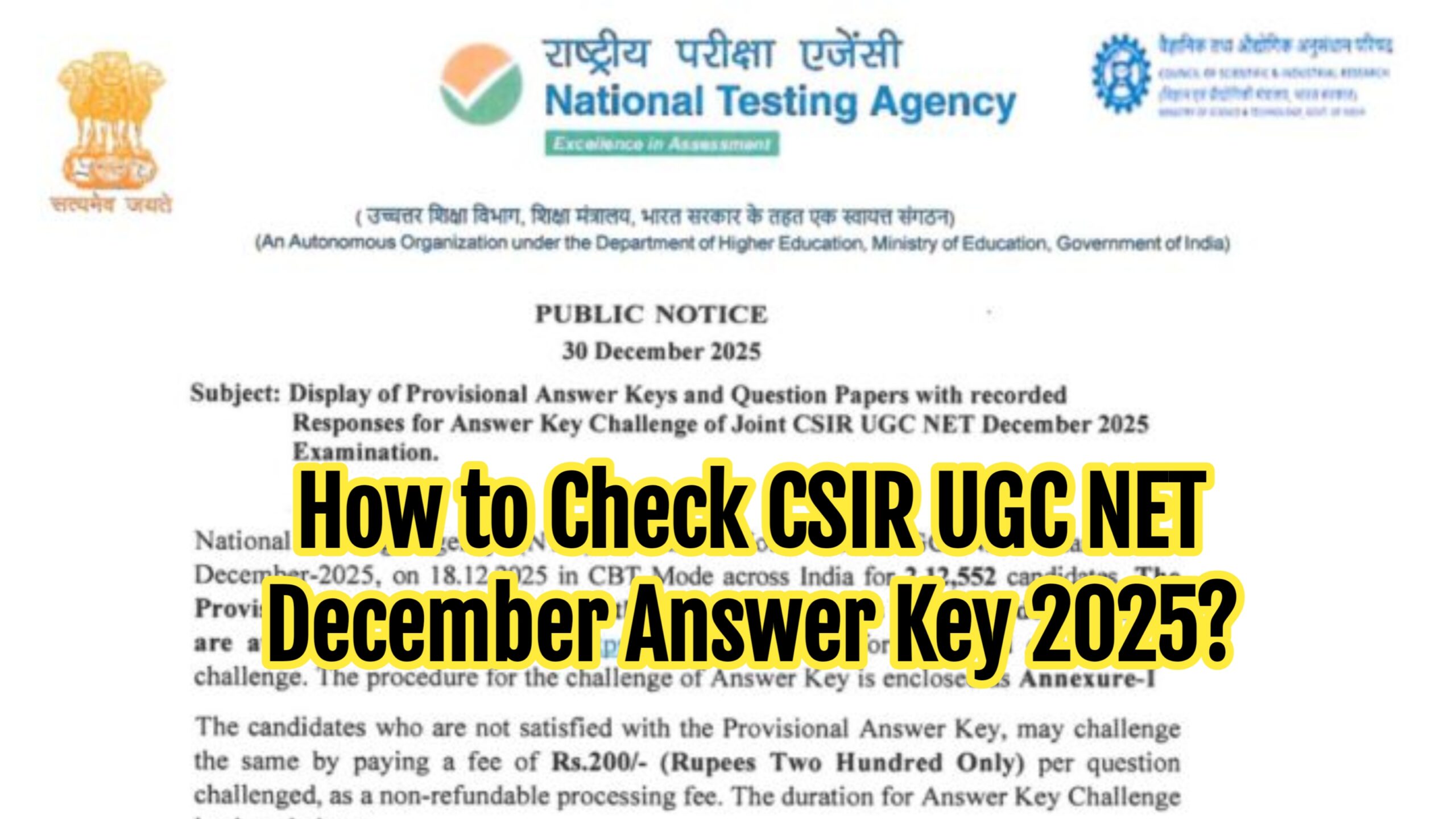 CSIR UGC NET December Answer Key 2025