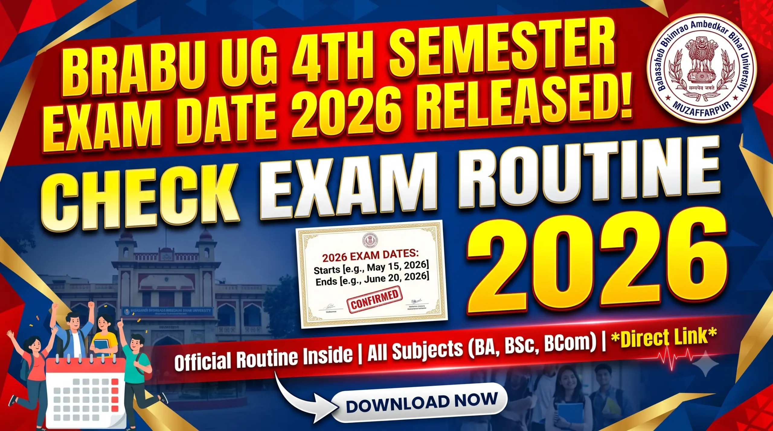 BRABU UG 4th Semester Exam Date 2026